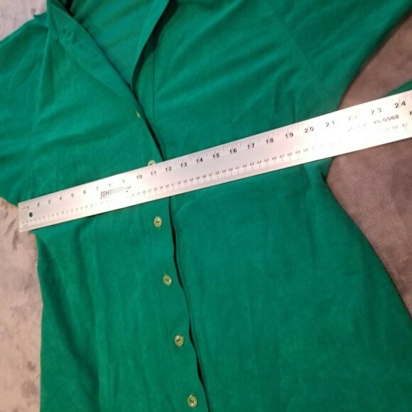 Vintage Serbin Designed by Marianne 3/4 Sleeve Belted Dress Shirt Button Closure - Picture 9 of 10